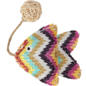 Играчка за котки Flamingo Klora Turbot with Ball Mix 20 см – рибка с топче, котешка трева и звънче